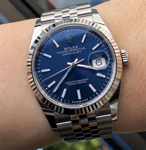 rolex date just bleu hands|Rolex Datejust wrist.